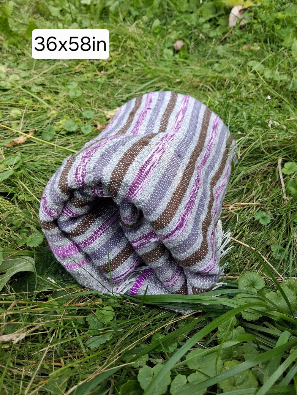 New handwoven Striped Purple  picnic Blanket 100% cotton